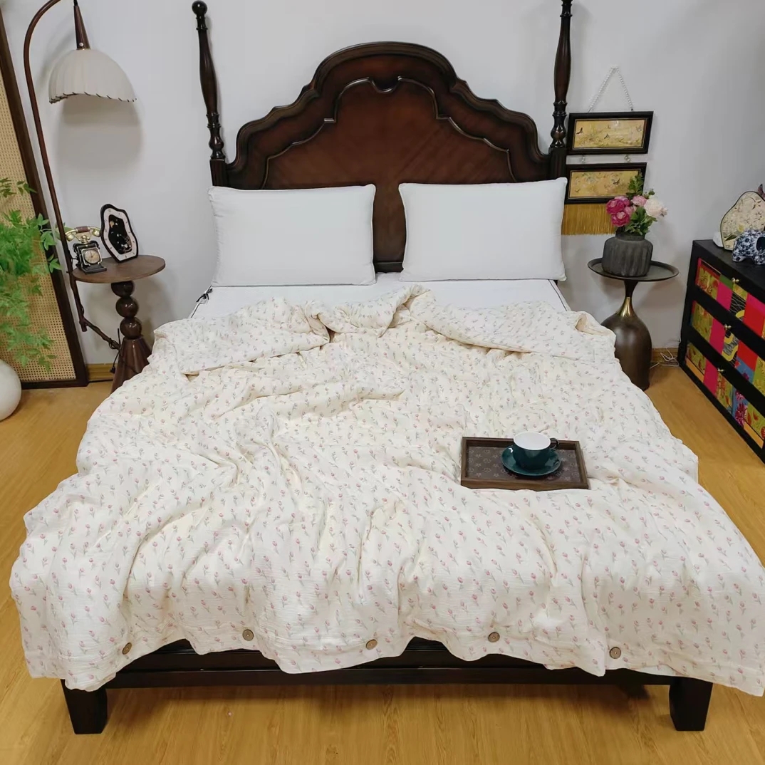 纯棉皱皱纱椰子纽扣款双人被套220*240加大微瑕～F622