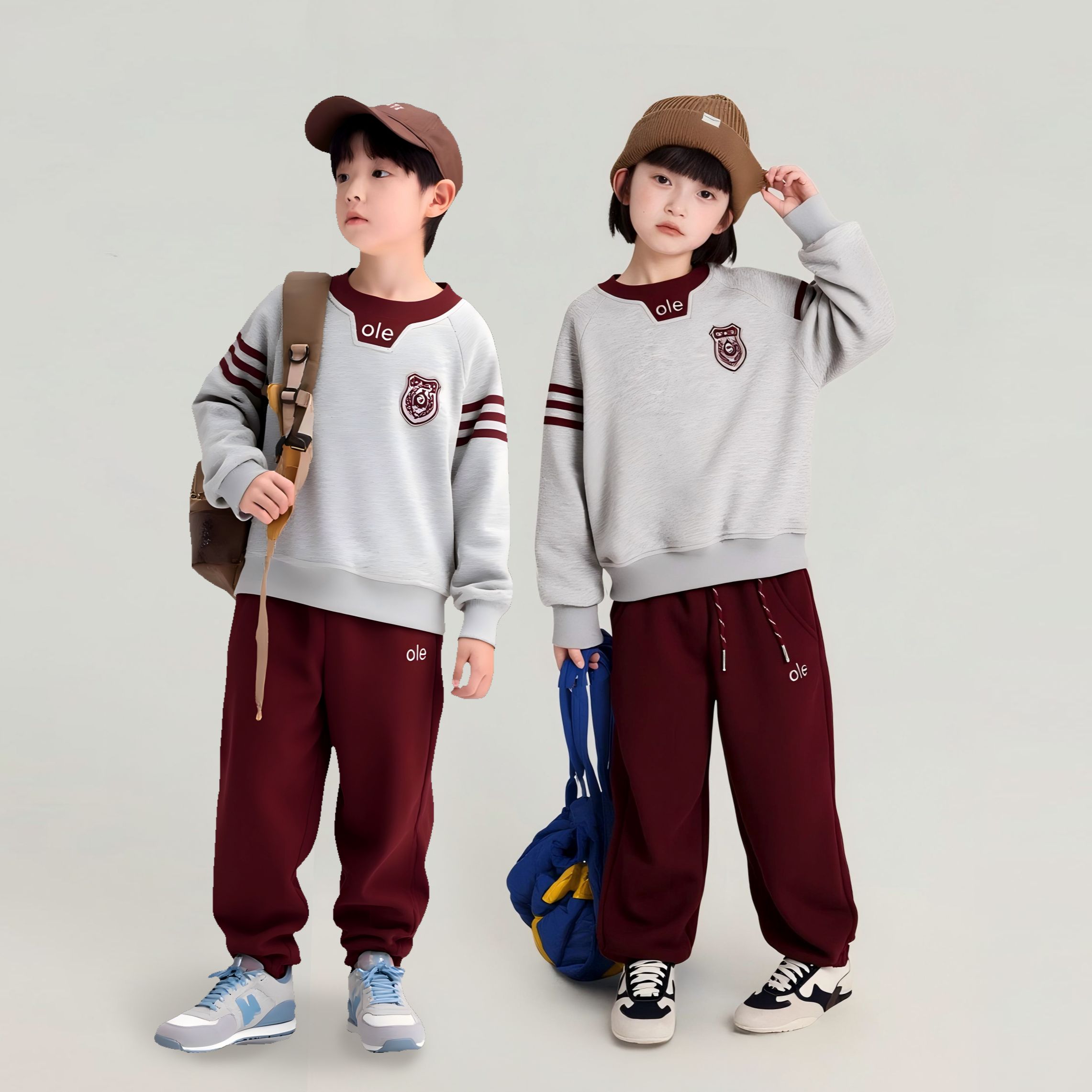 儿童秋冬加绒厚款套装男童女童时尚保暖卫衣卫裤两件套D3S5-1034