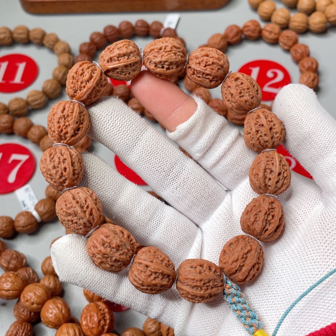 文玩核桃手串橘皮野麻17mm