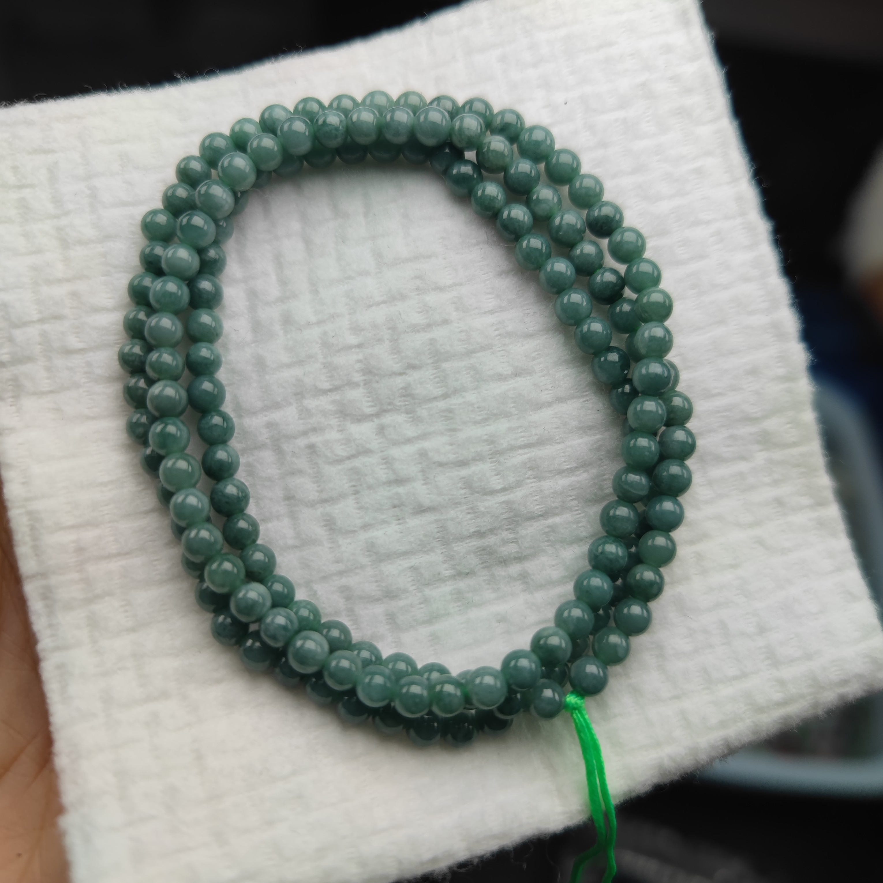 77官网正品天然翡翠小米珠加长项链尺寸卡5mm