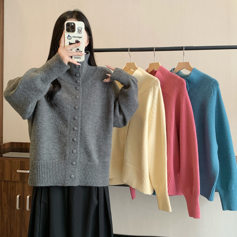 慵懒风高领针织衫加厚保暖毛衣时尚百搭气质2025大码女装秋冬新款