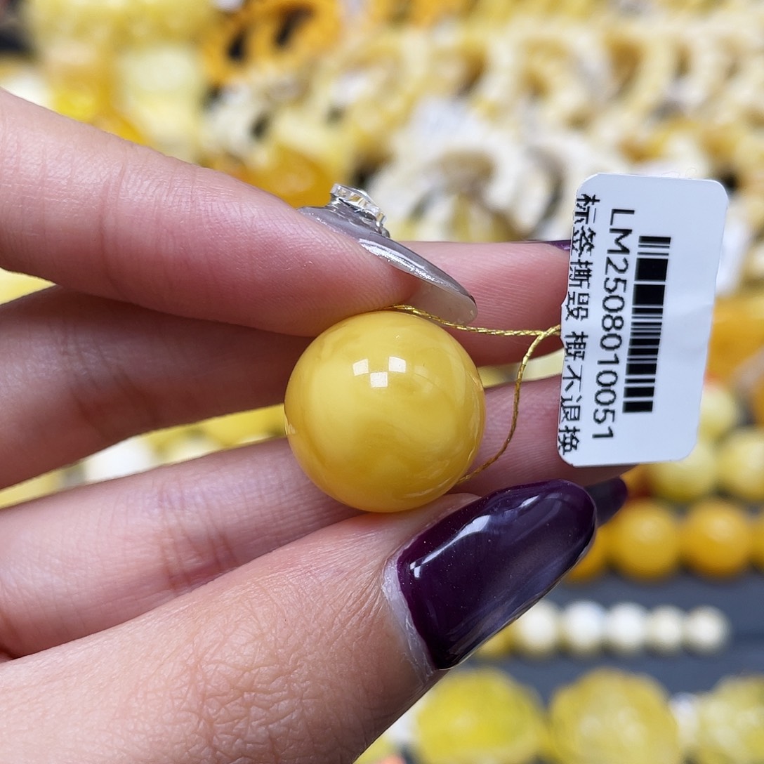 蜜蜡未镶嵌裸石16.8mm浓蜡妖花圆珠
