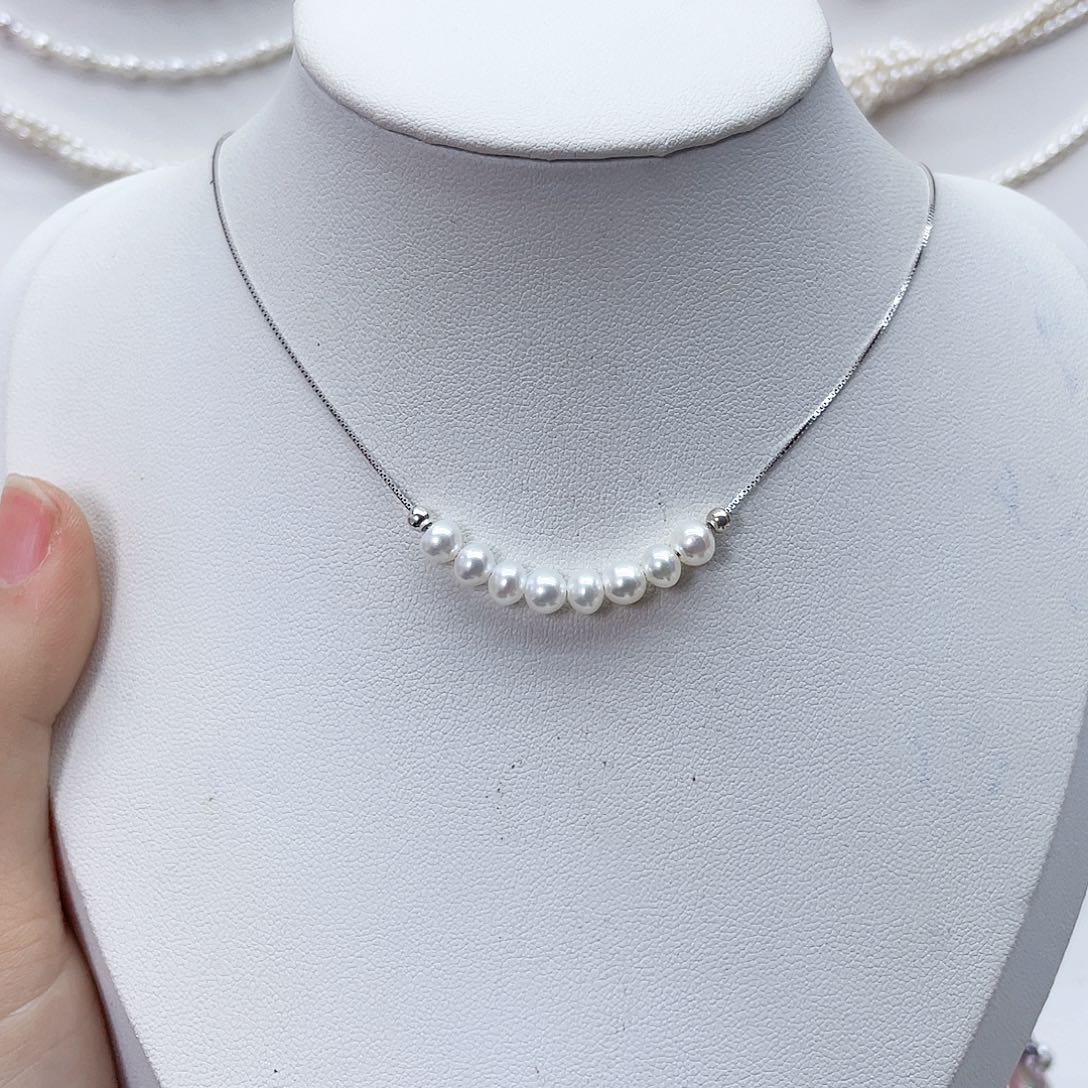 颈饰银S925镶嵌淡水珍珠