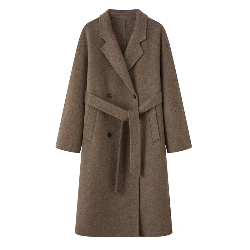 商场同款2025冬季新款高级感双排扣双面呢大衣长款毛呢外套女0122