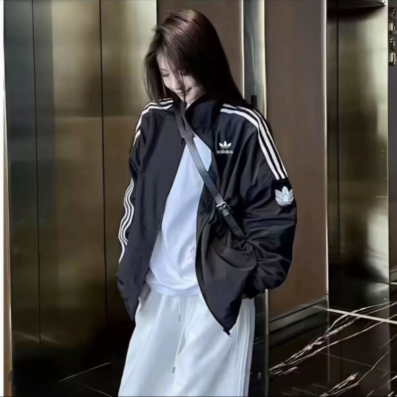 刺绣立领长袖落肩袖常规潮流外套春季风衣百搭连帽宽松春秋