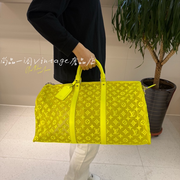 95新 LouisVuitton/路易威登 尚品一阁/荧光黄keepall50旅行袋