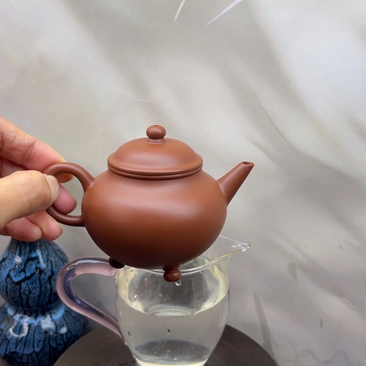 紫砂茶壶小红泥三足水平160c c