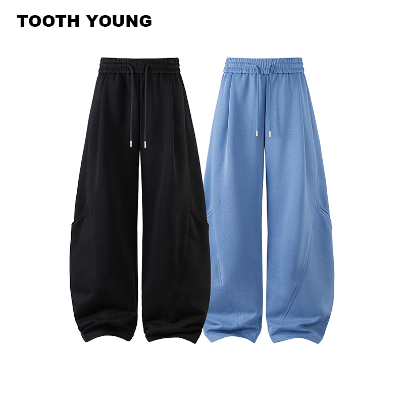 TOOTH YOUNG【暖暖裤】320g纯色胖男生秋冬宽松弯卫裤