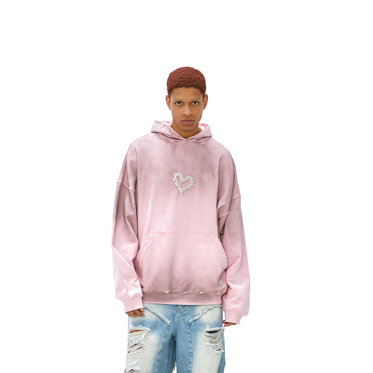 【LOCAT】vann valrence 手工爱心烫钻情侣款卫衣 VA05S1M00646