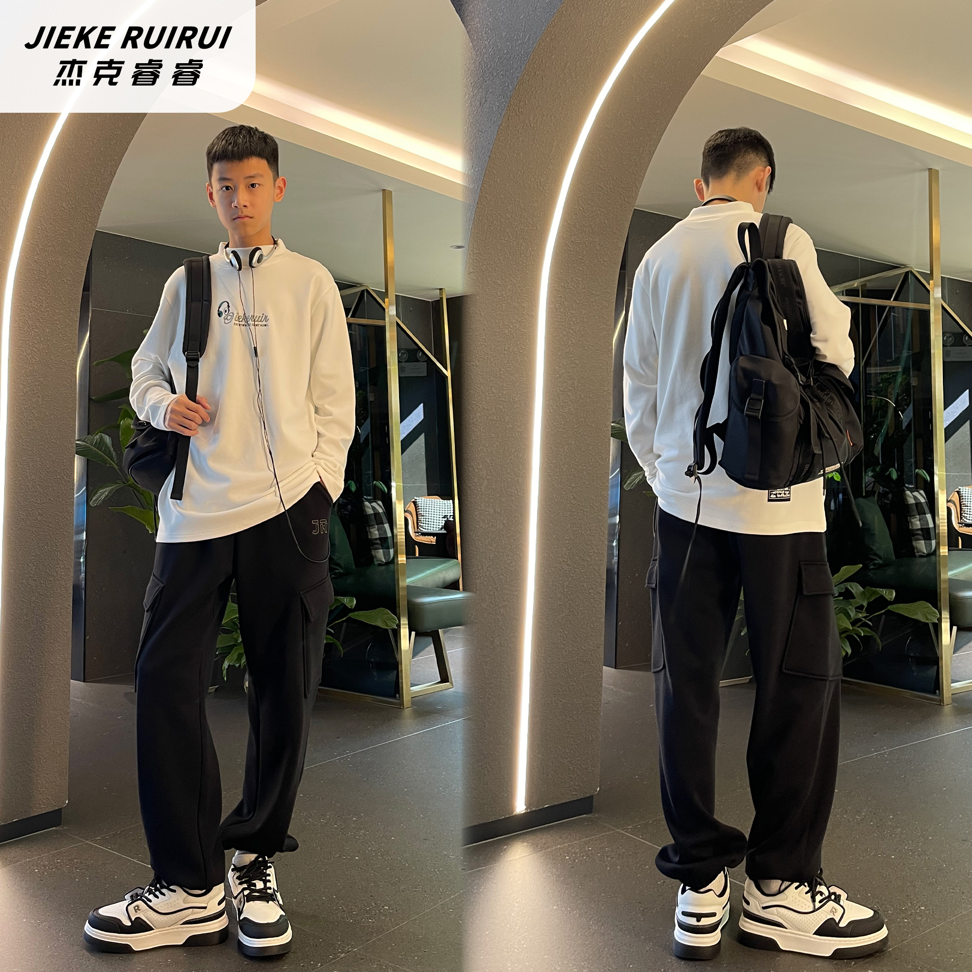 3703/3687新款秋冬款打底双面绒内搭长袖休闲宽松中大童亲子装