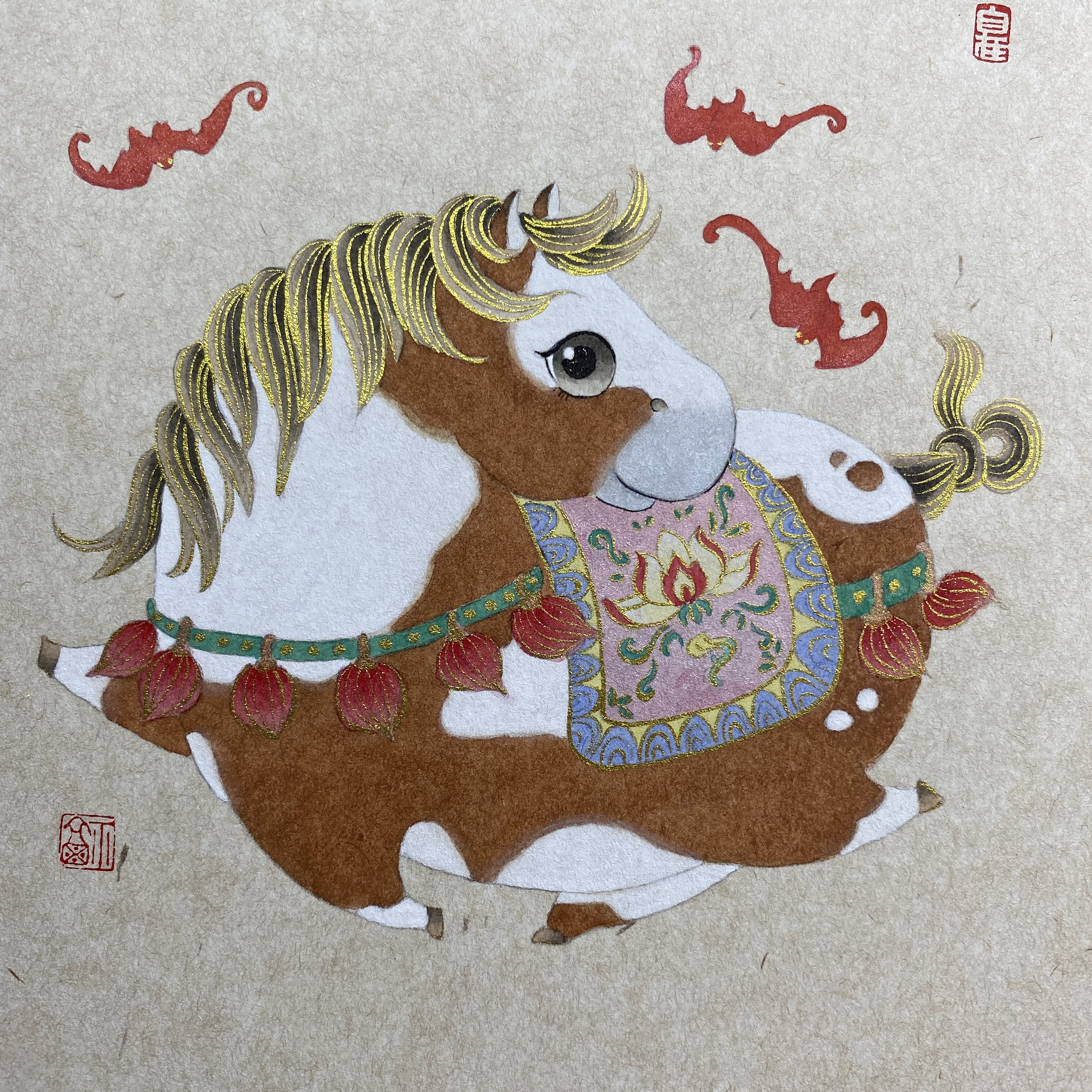 《可爱小胖马日历》国画没骨画课程