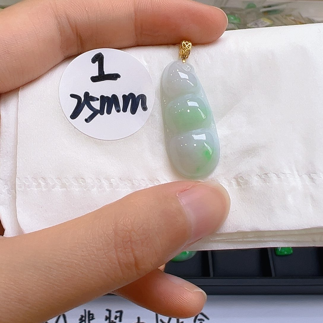 翡翠18K金镶嵌吊坠(不含链)翡翠