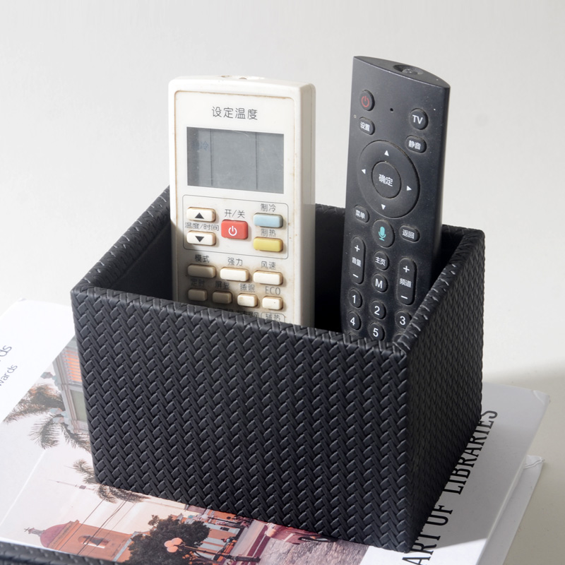 【栖珀Qipo】高端皮质桌面遥控器收纳盒卧室梳妆台化妆刷笔筒大容量