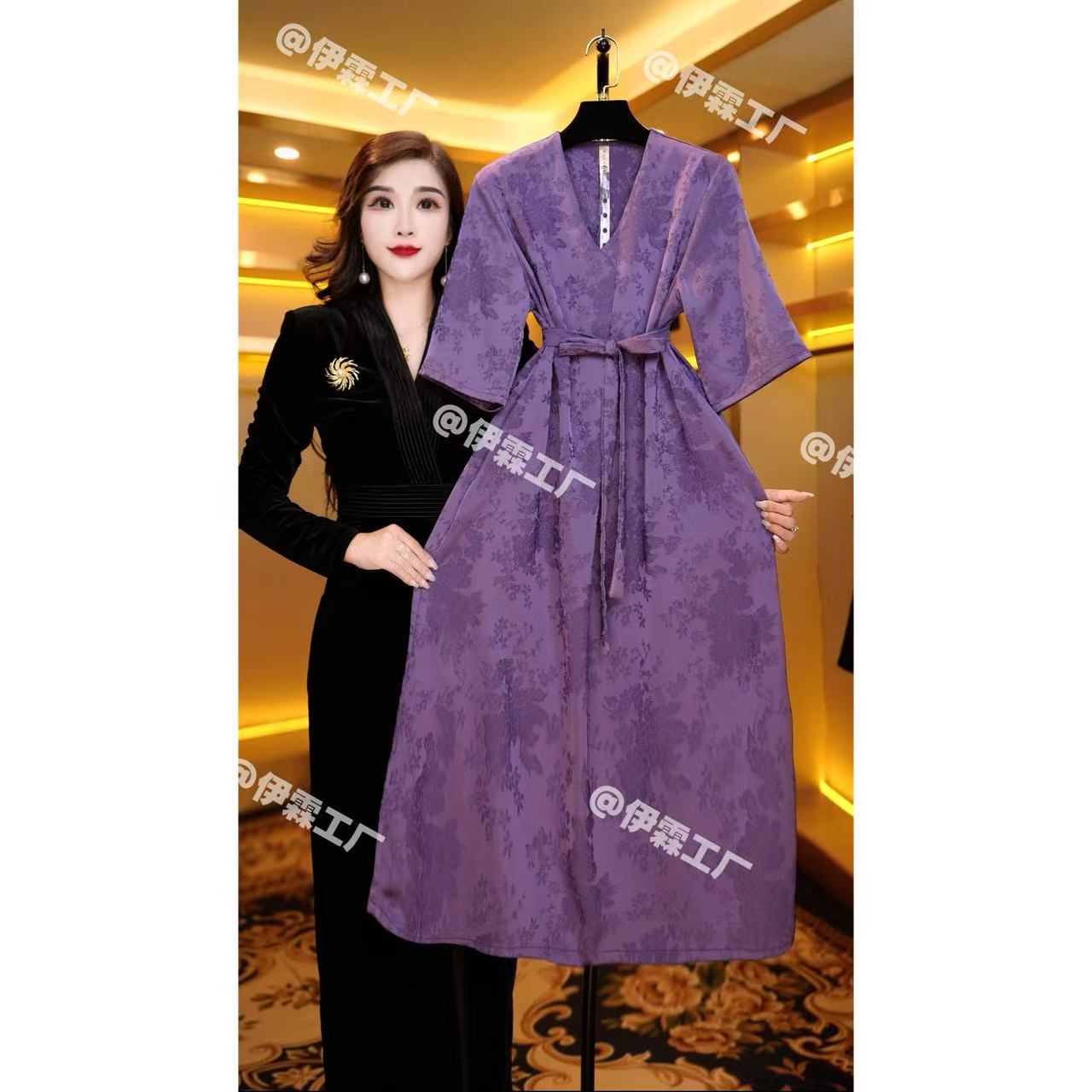 A76百搭时尚简约休闲显瘦遮肉减龄连衣裙气质