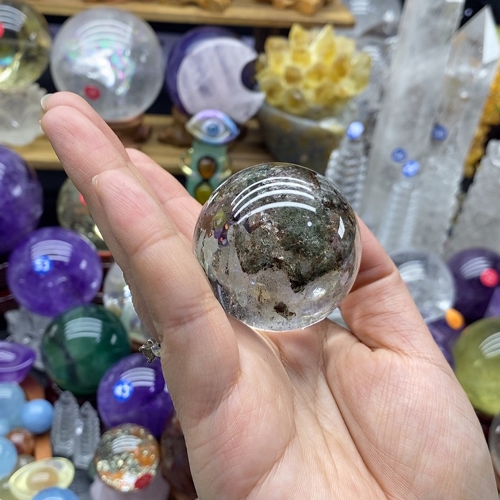 石材天然幽灵球摆件