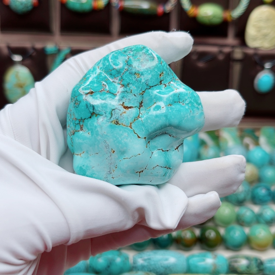 暖***脖绿松石未镶嵌纯天然原矿绿松石