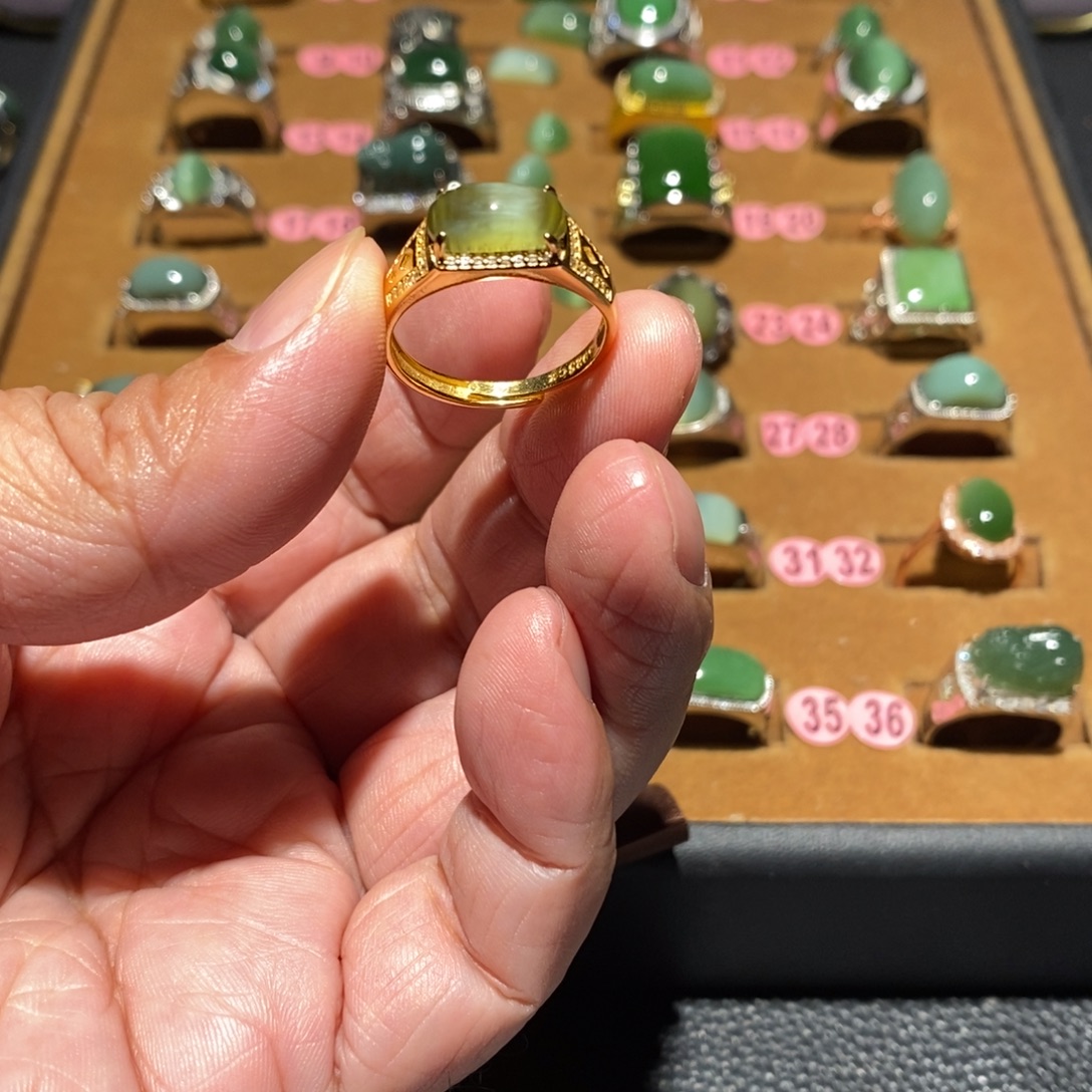 老***吉和田玉银S925镶嵌戒指