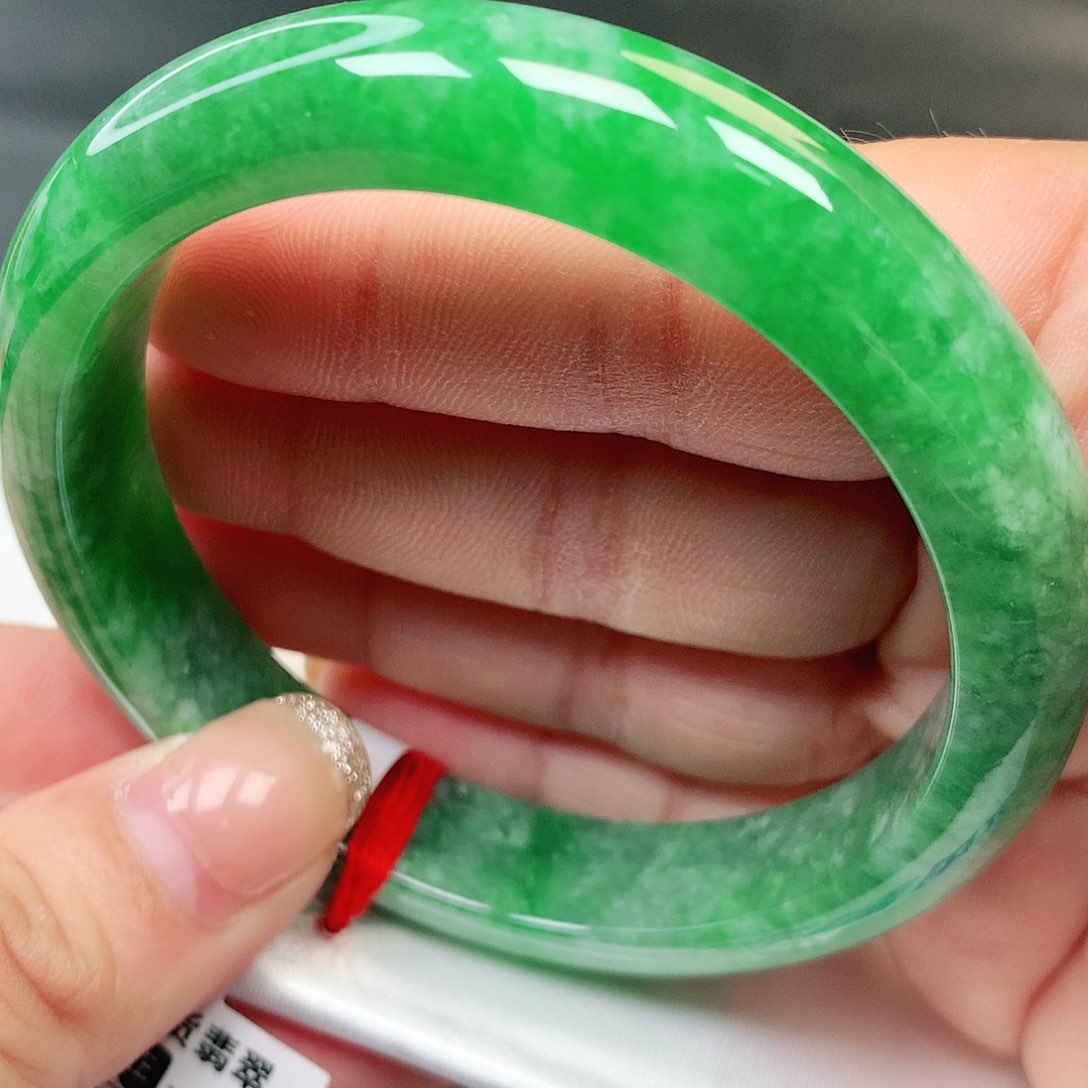 未镶嵌手镯翡翠缅甸纯天然A货翡翠性价比辣绿1667号