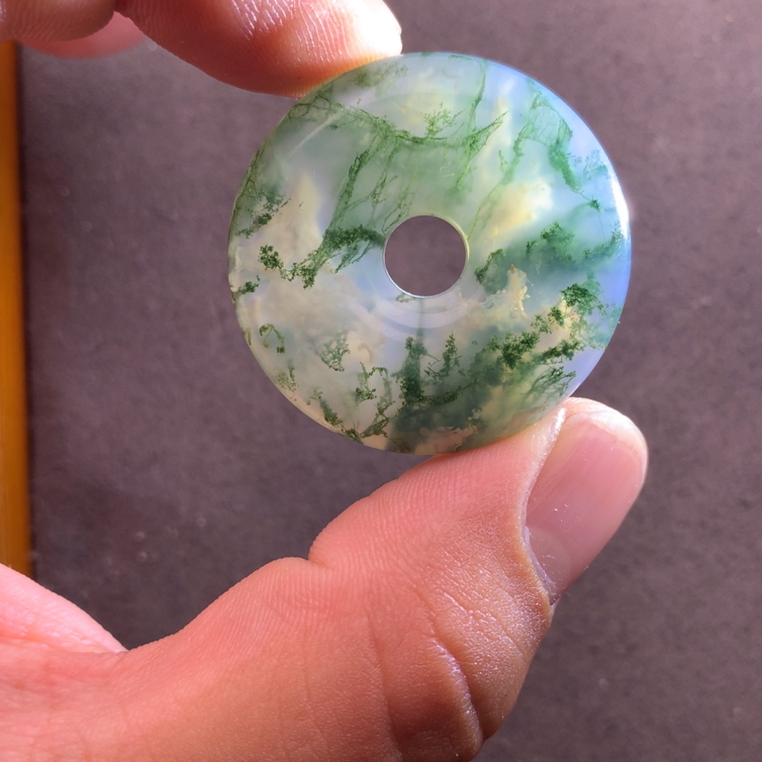 玛瑙/玉髓吊坠水草平安扣未镶嵌