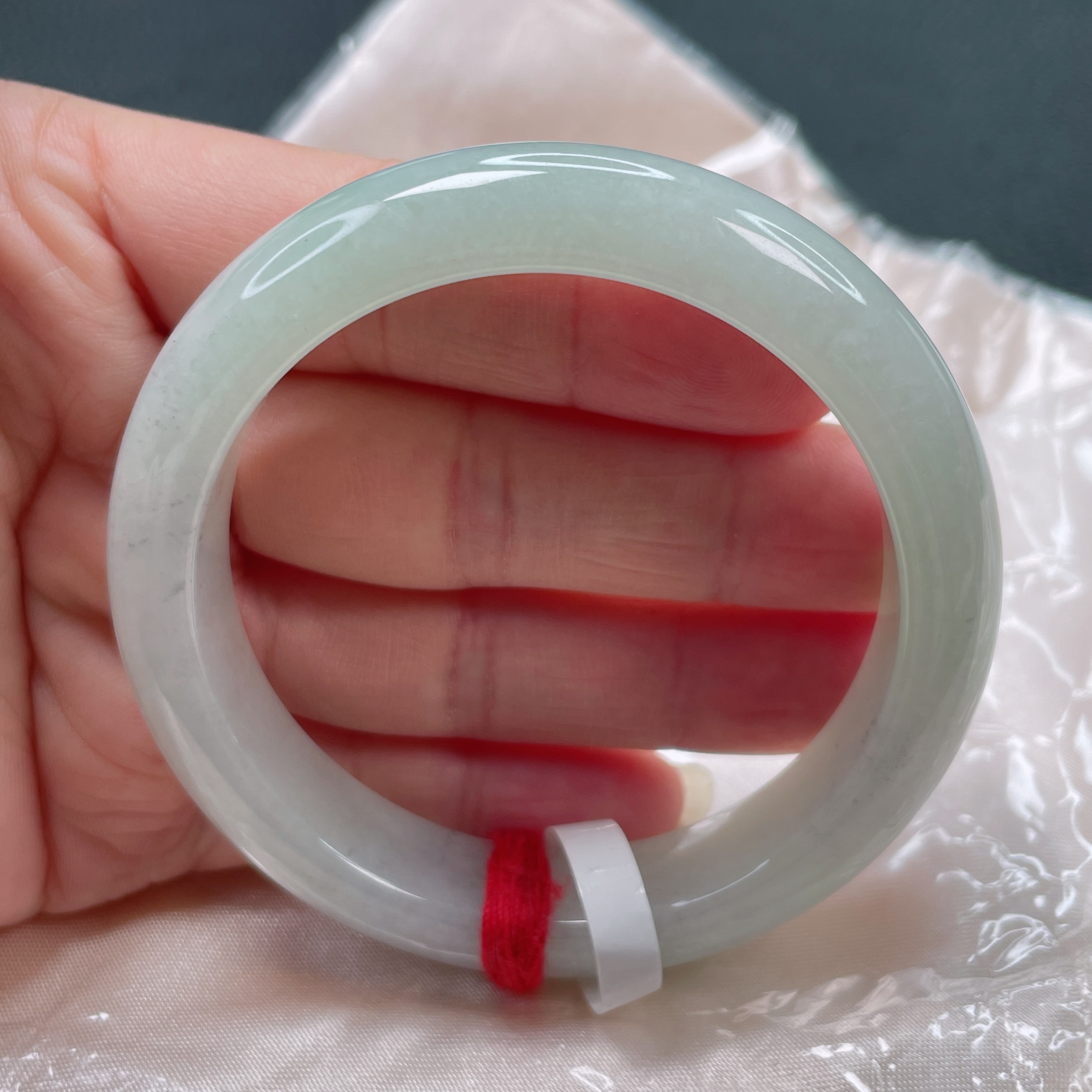 1524缅甸天然A货翡翠55圈冰晴绿手镯时尚百搭少女妈妈款精美玉镯