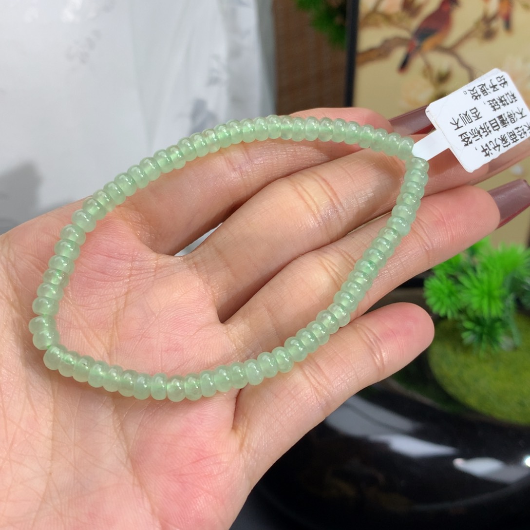 翡翠手链未镶嵌卡4.3冰晴算盘手串