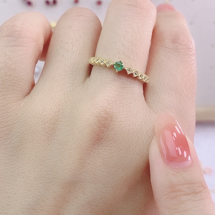 祖母绿戒指银S925镶嵌