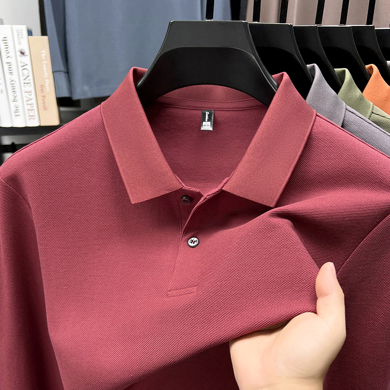 【下摆开衩】100%纯棉长袖polo衫男士休闲商务翻领全棉T恤纯色POLO