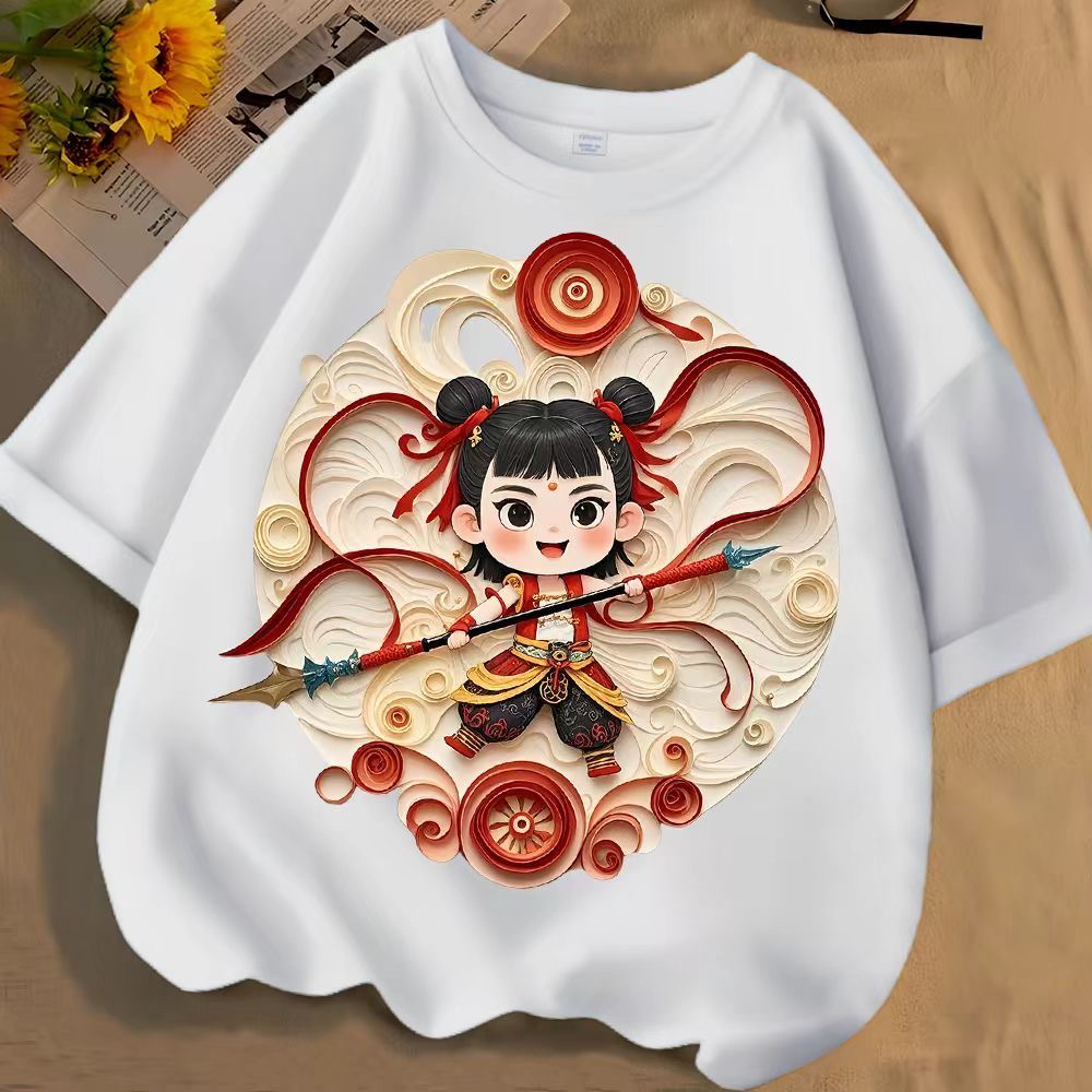 纯棉儿童T恤男女同款韩版短袖洋气夏季中国风