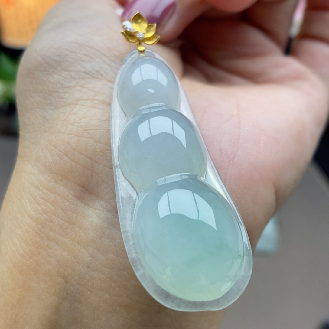 翡翠18K金镶嵌颈饰吊坠39