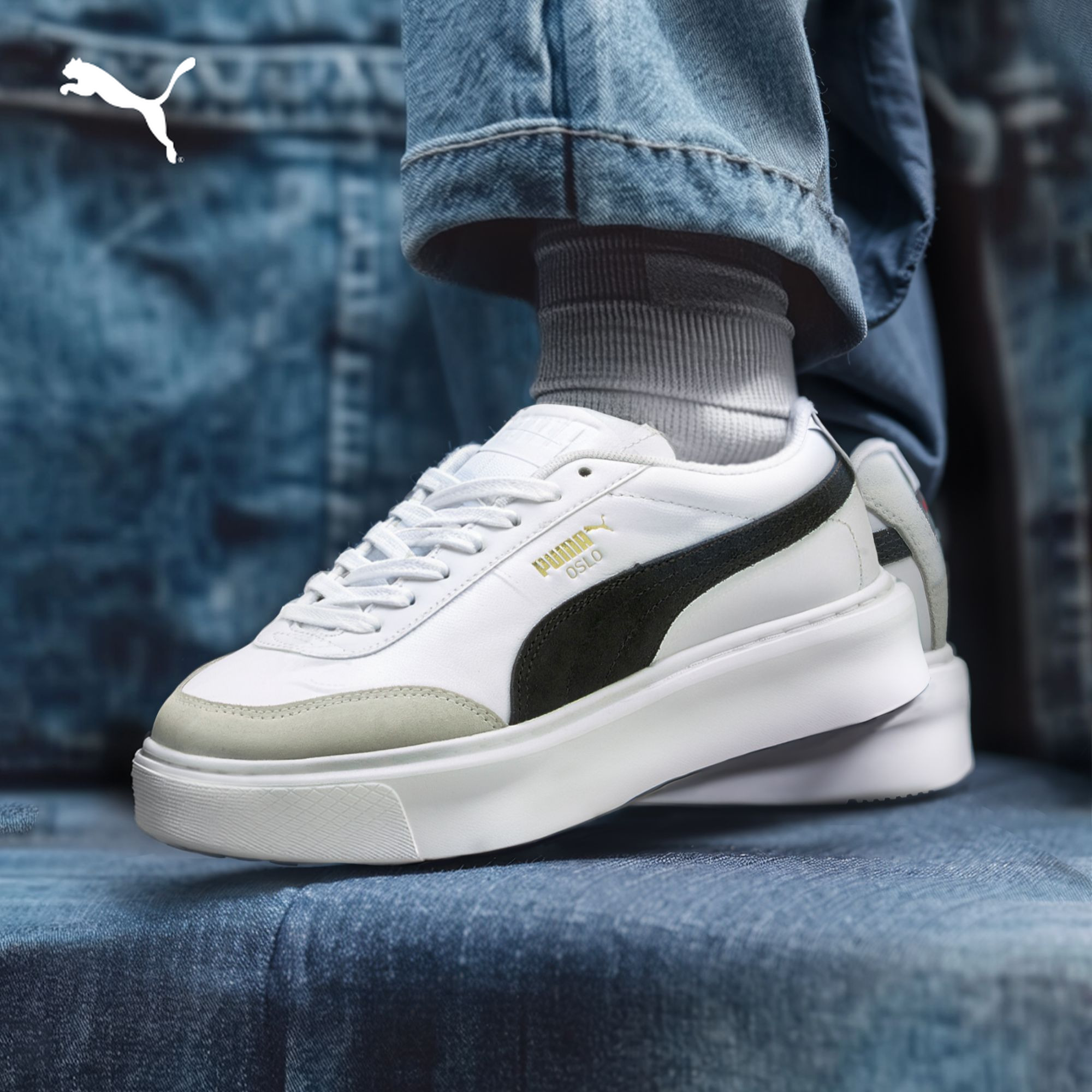 【厚底鞋】PUMA彪马女经典百搭增高板鞋小白鞋 OSLO MAJA 375057