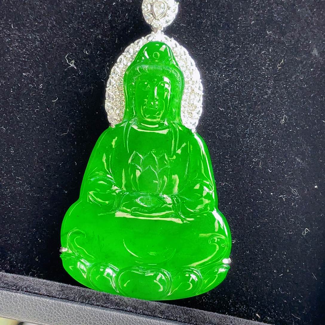 翡翠吊坠(不含链)银S925镶嵌巍