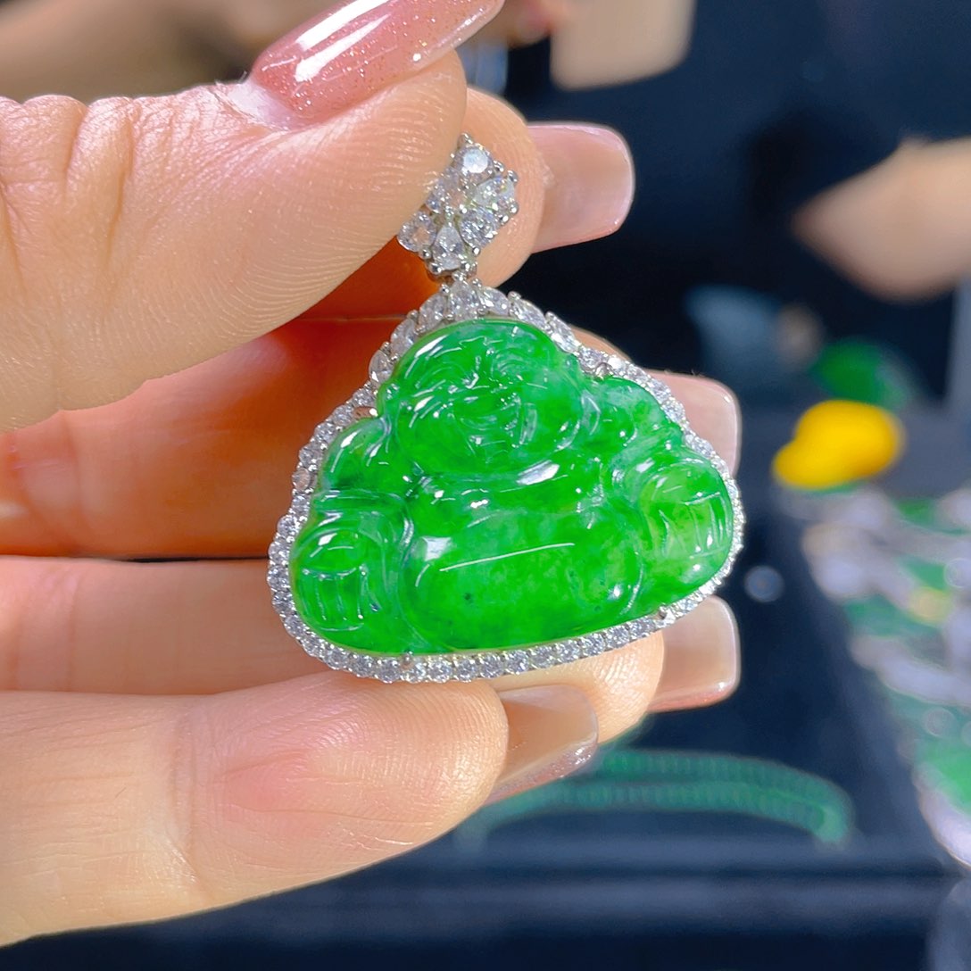 翡翠银S925镶嵌颈饰天然