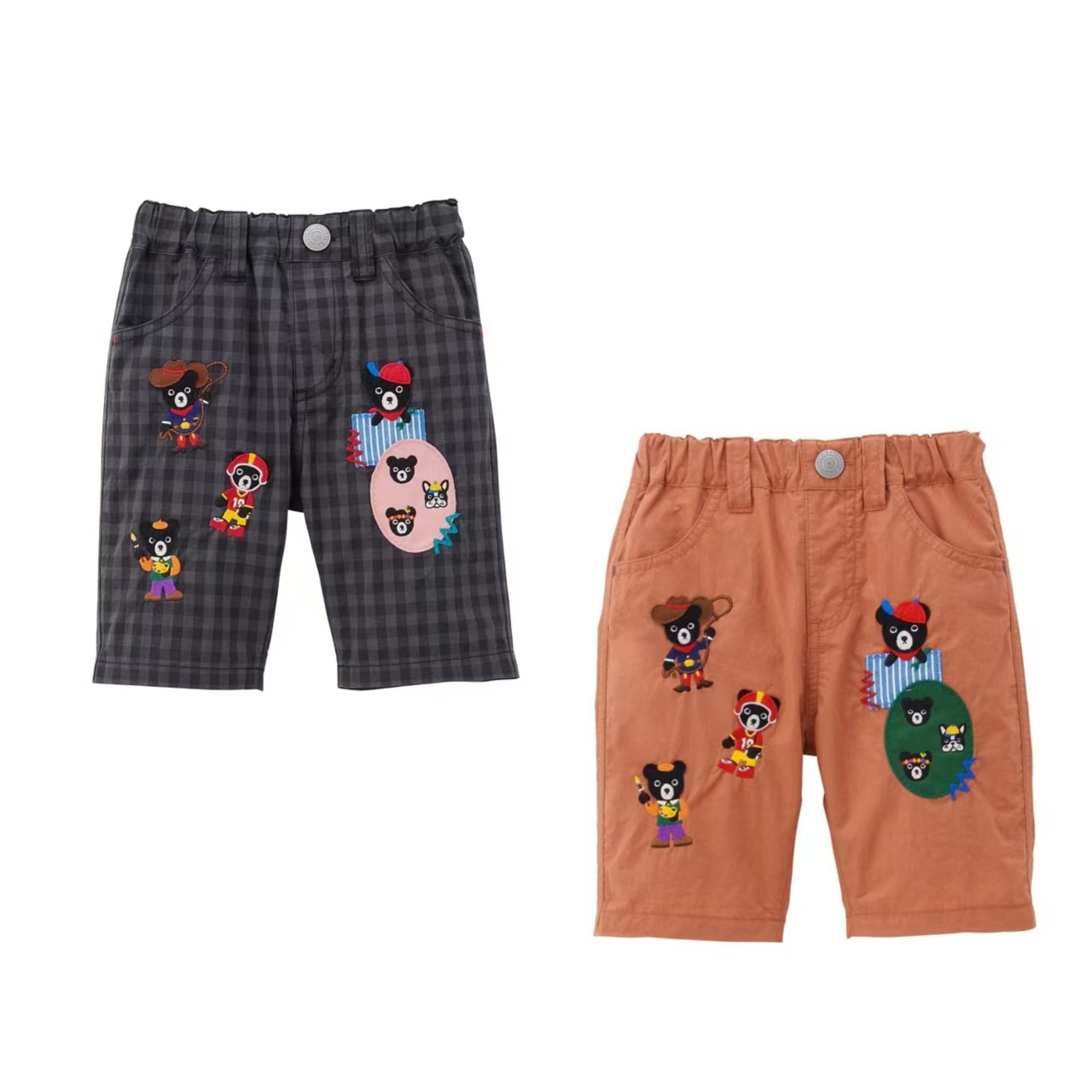 MIKIHOUSE2025春季DB新款黑熊梦想成真系列奢华重工刺绣贴布7分裤