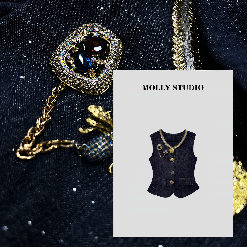 【奢香贵气】Molly 时尚气质简约轻奢重工法式 马甲 M2025687