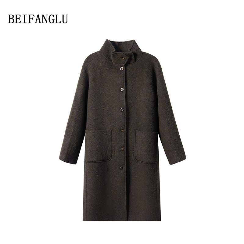 北方鹿【流星羽双面呢大衣】桑蚕丝羊毛法式立领中长款呢外套251120