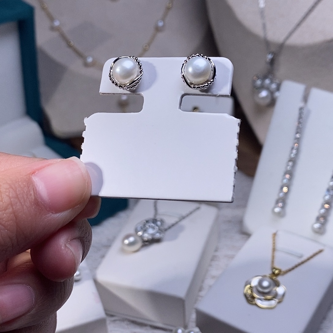耳饰银S925镶嵌淡水珍珠