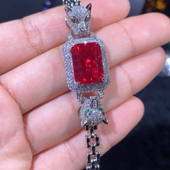 红宝石戒指银S925镶嵌