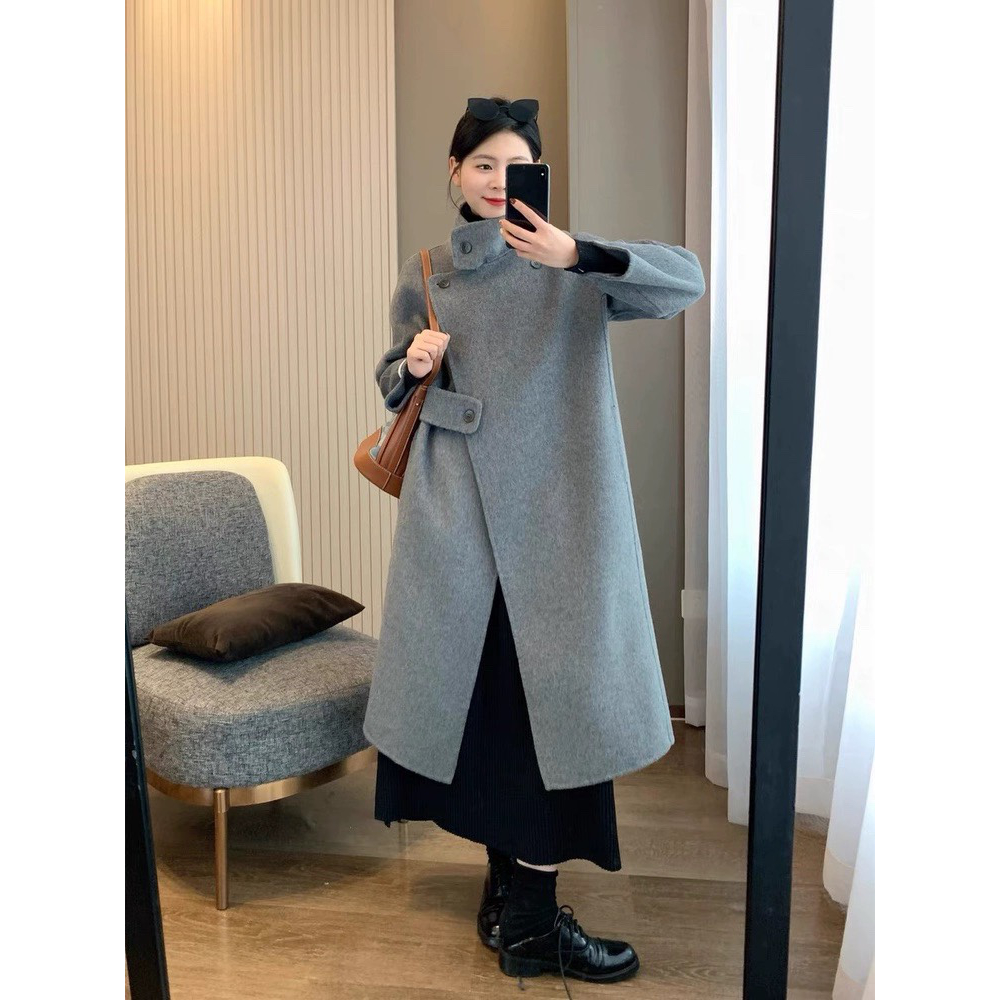 真羊毛！今年流行爆款立领羊绒厚毛呢外套双面呢羊毛大衣女2024年