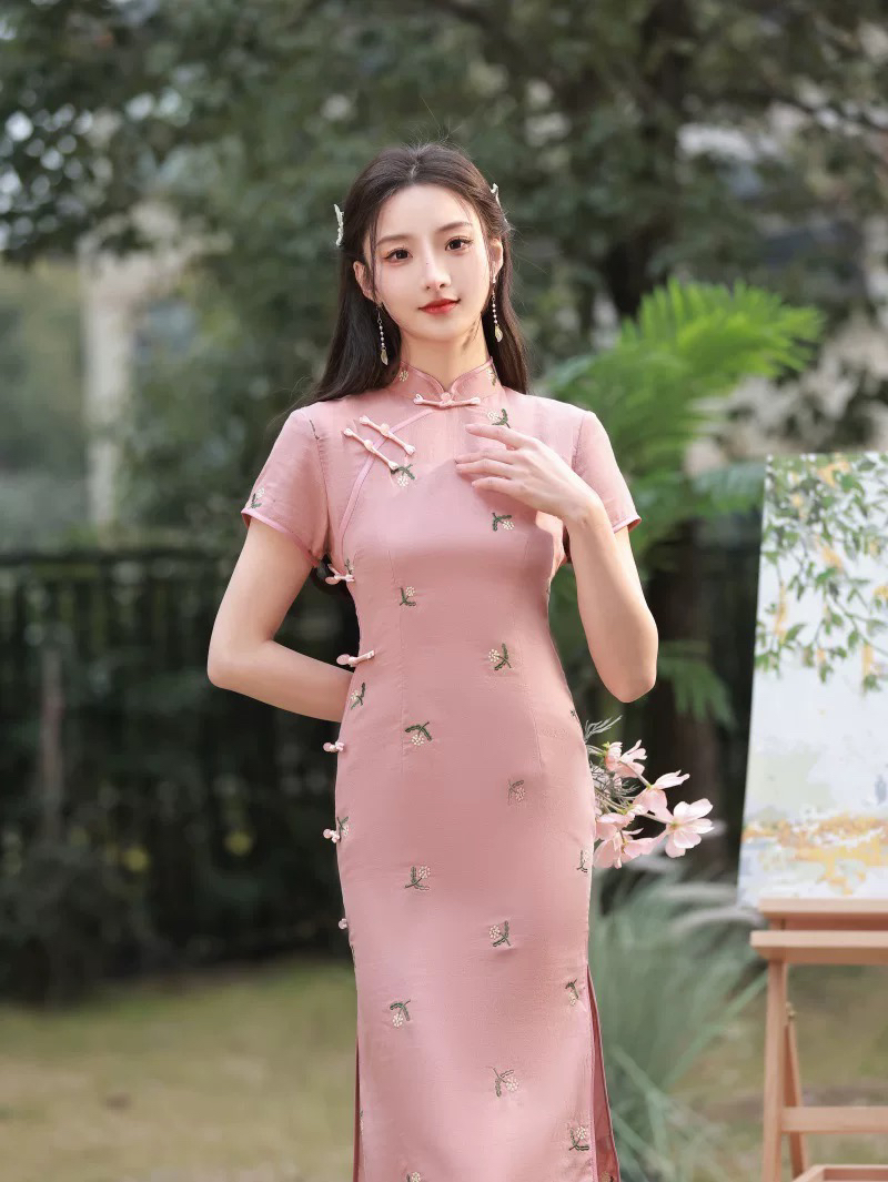 【2063 晨曦 粉色】显瘦气质修身优雅复古中国风旗袍