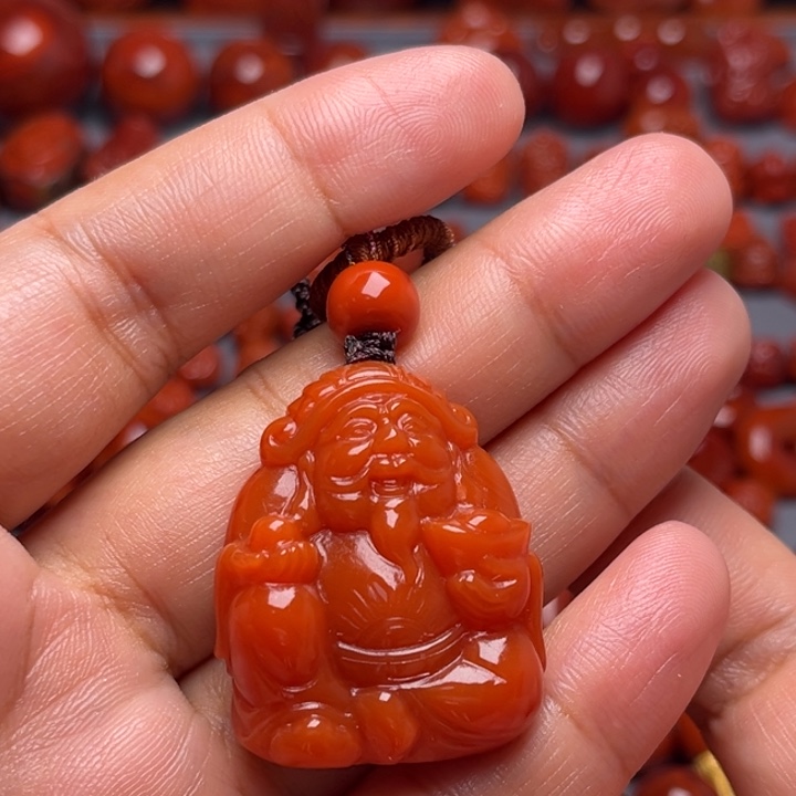 金***土南红玛瑙未镶嵌配饰财神挂件