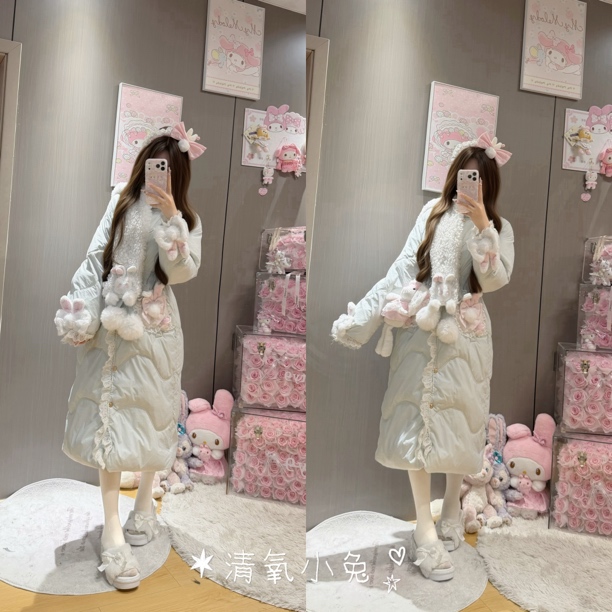 【元气喵】手作系列默认微瑕 清氧小兔 纯欲乖乖长外套（Z55）