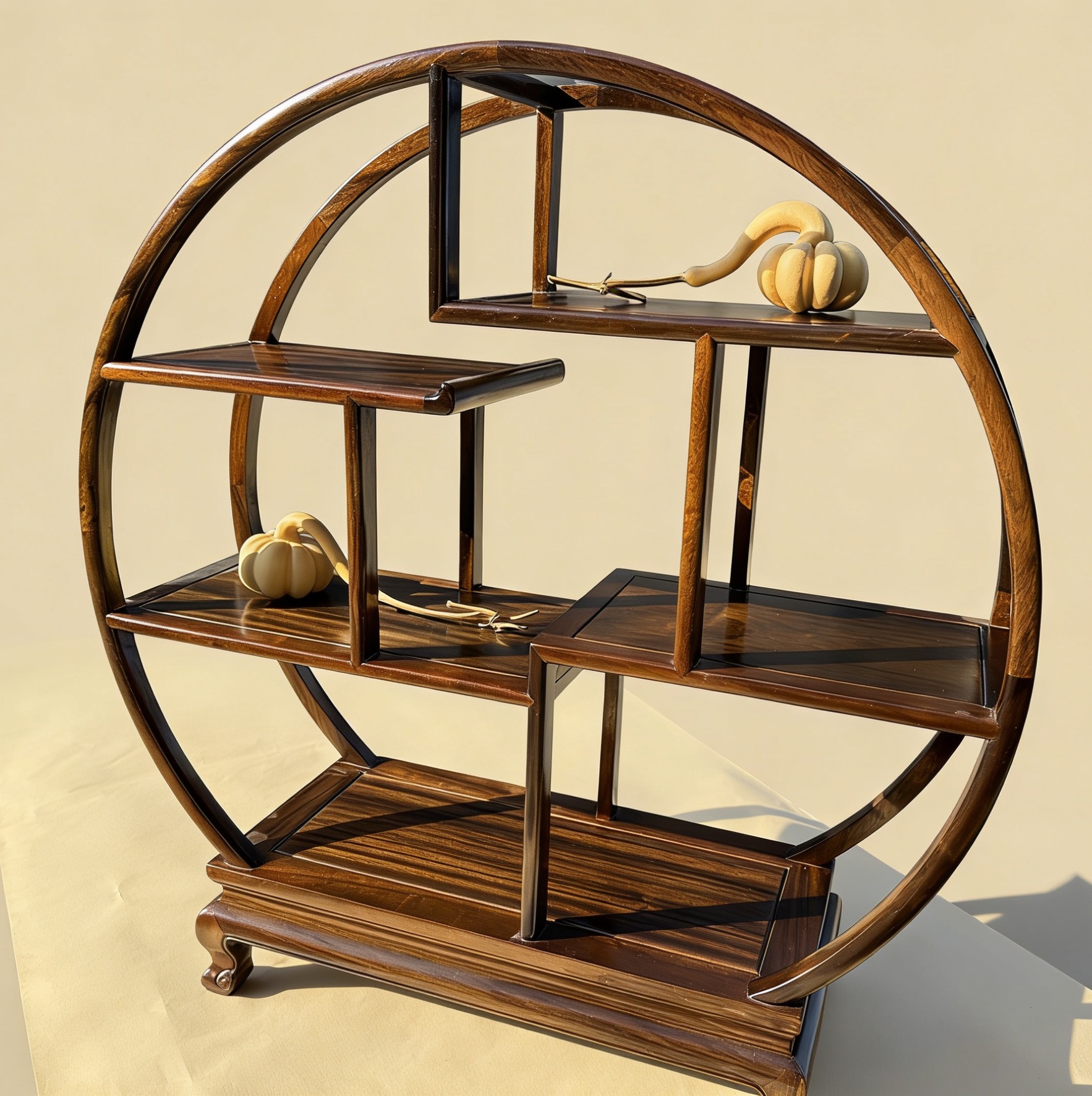 【博古架】金丝楠乌木榫卯结构桌面展示置物架如：茶杯，紫砂壶.....