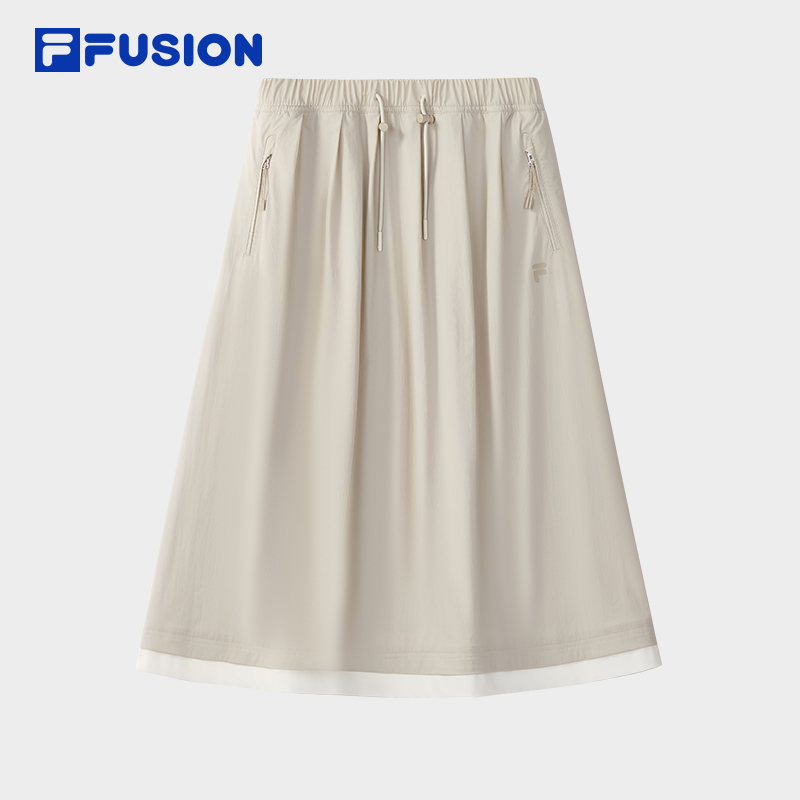 FILA斐乐白色半身裙长款女运动短裙胖mm显瘦遮肉夏季T11W535302F