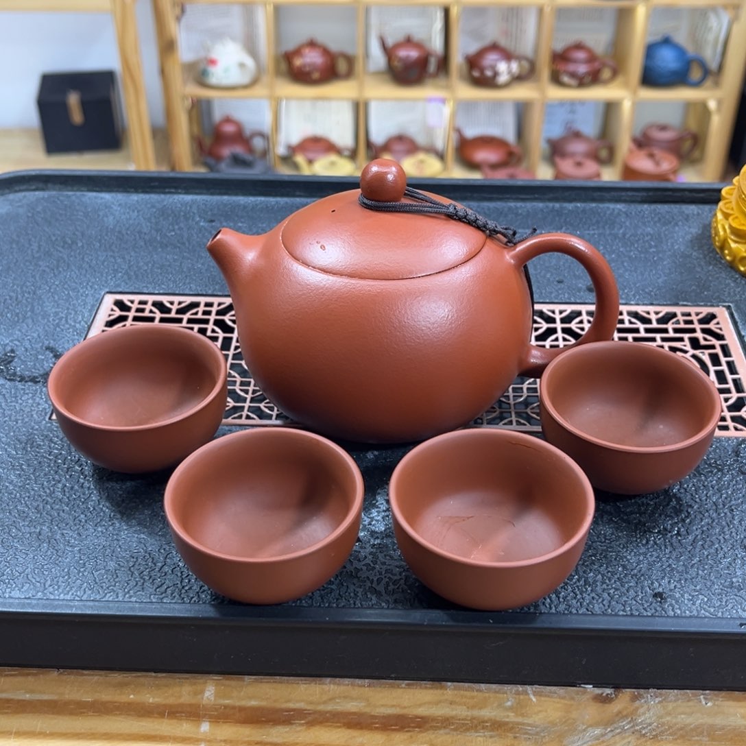 紫砂茶案胖西施（一壶四杯）