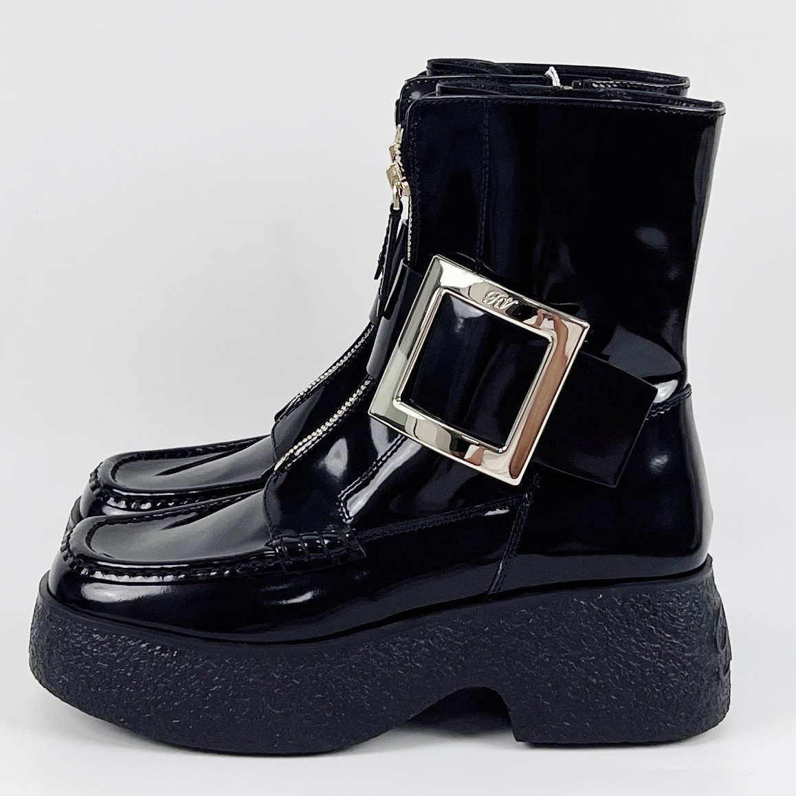 未使用 Roger Vivier/罗杰·维威耶 37码厚底方扣短靴 lm4008