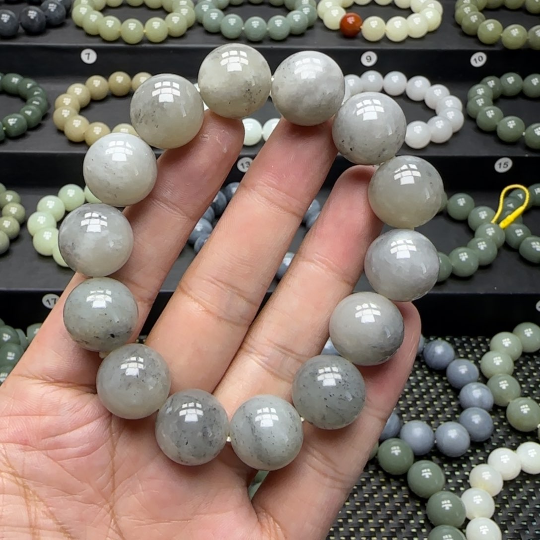 和田玉手链未镶嵌青花