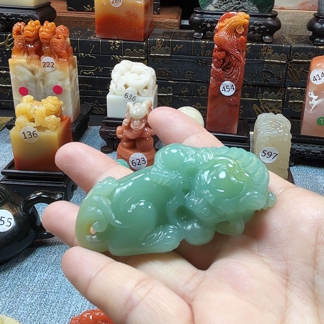 生****寿山石印石梅子青5