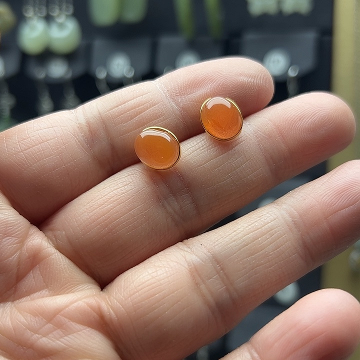 南红玛瑙耳饰银S925镶嵌