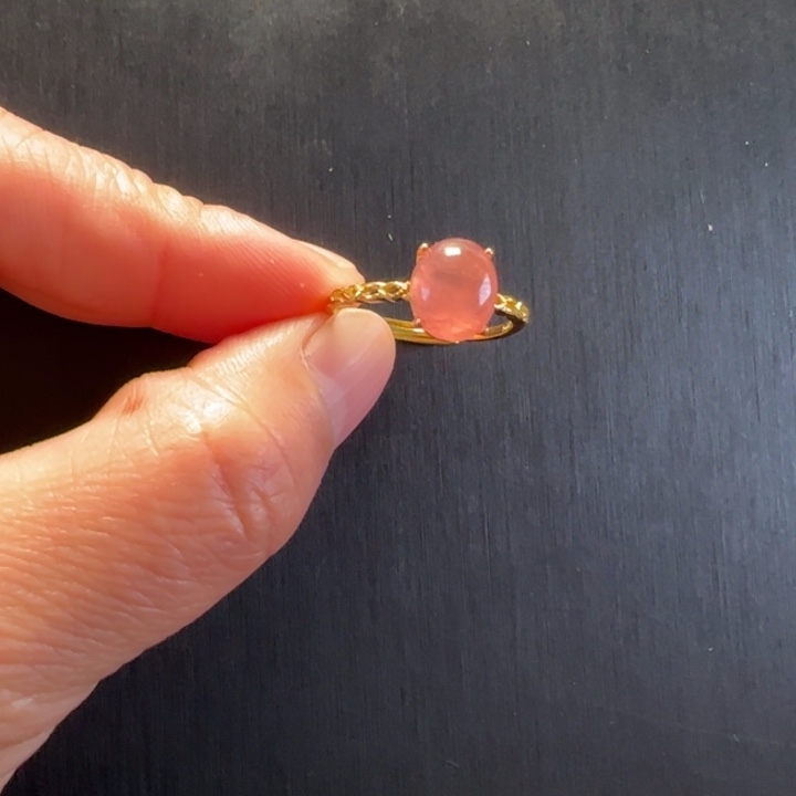 菱锰矿（红纹石）戒指银S925镶嵌