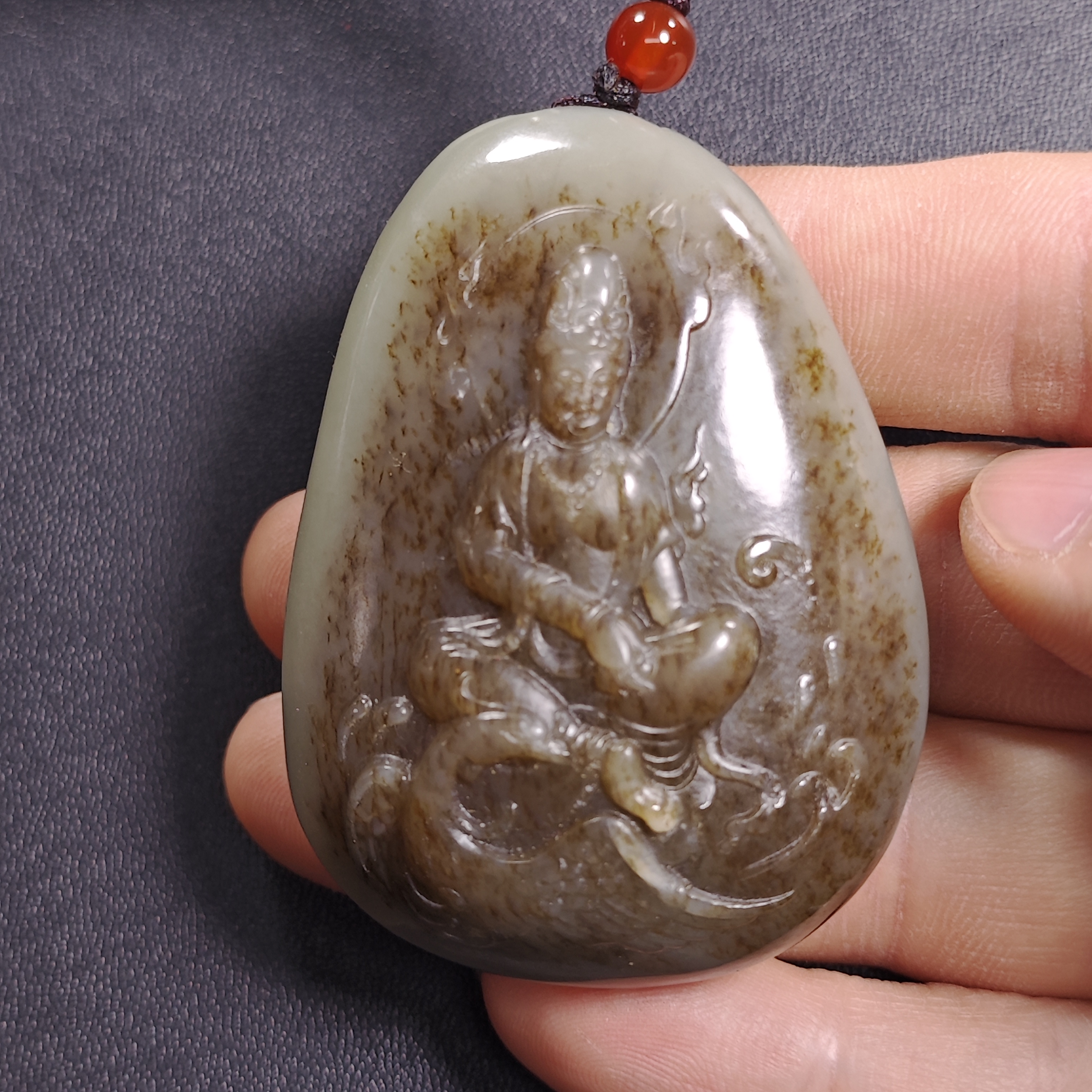 和田玉观音挂件.....